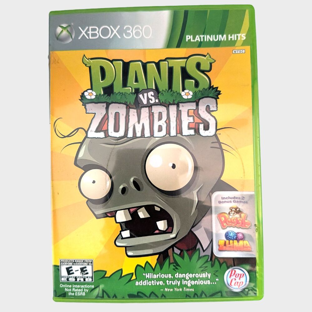 XBOX 360 Plants vs Zombies Platinum Hits Video Game 2010 Pop Cap Tower Defense